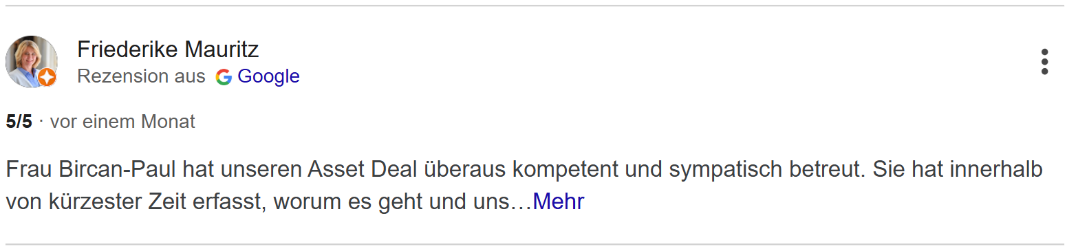 Google-Bewertung zu ETIQUE Legal – Screenshot 2